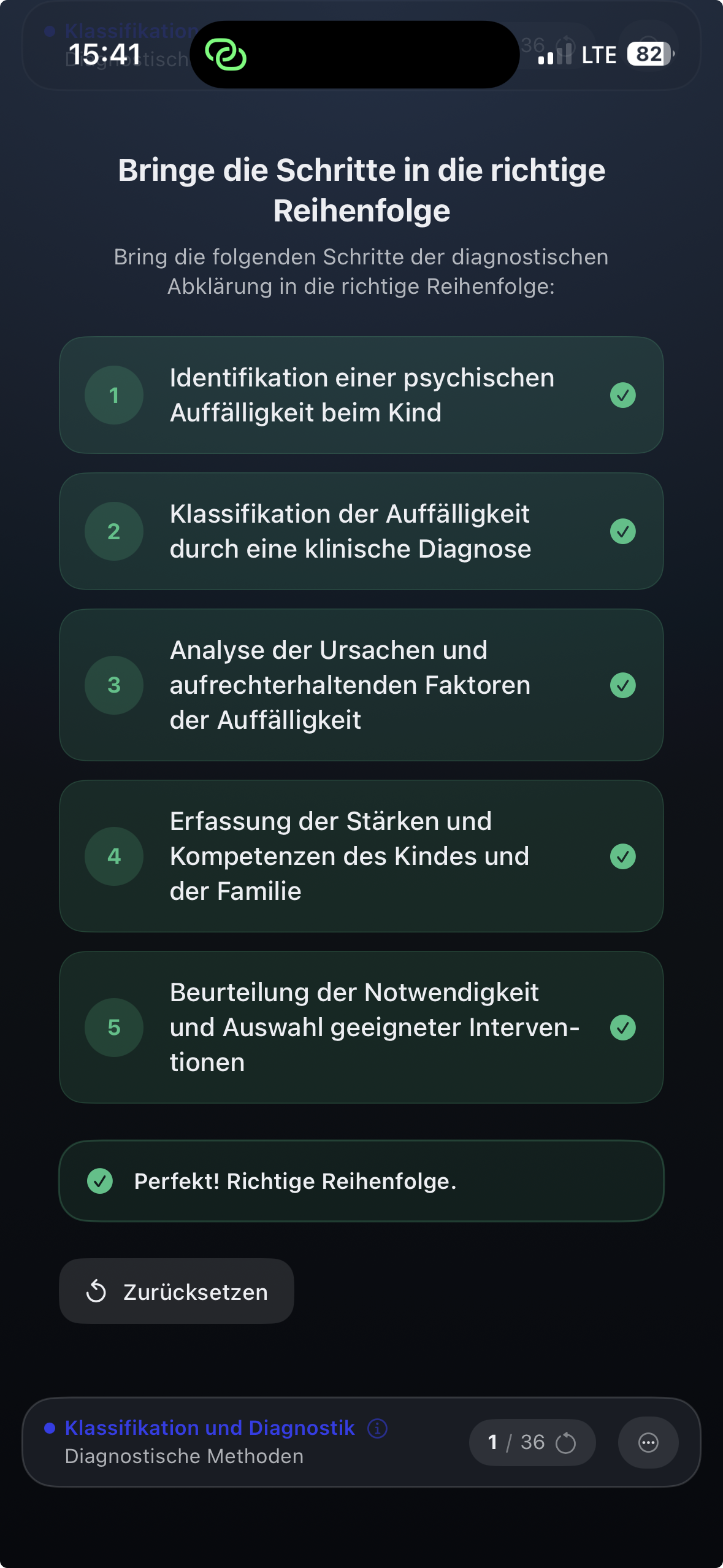 Aufgabe: Reihenfolge
