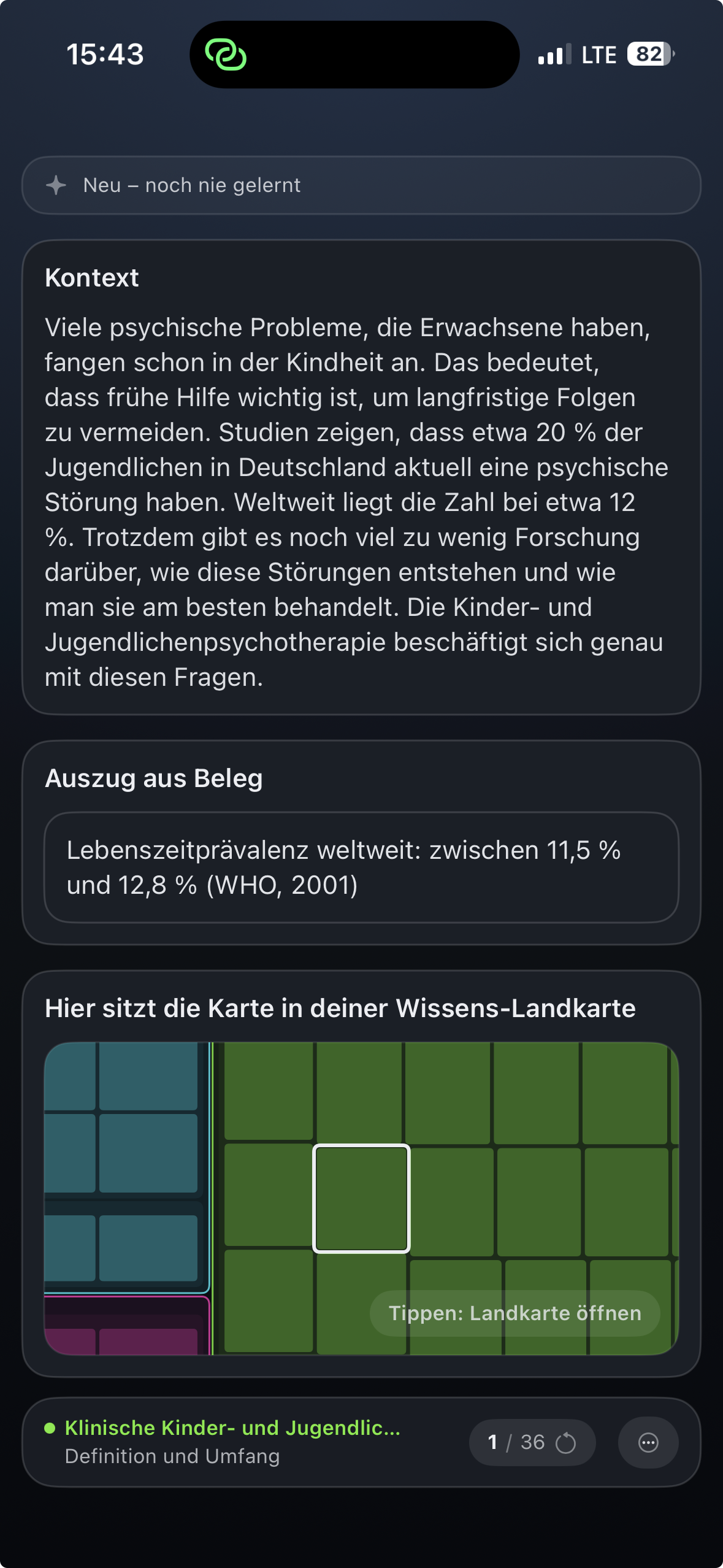 Kontext und Beleg an der Aufgabe